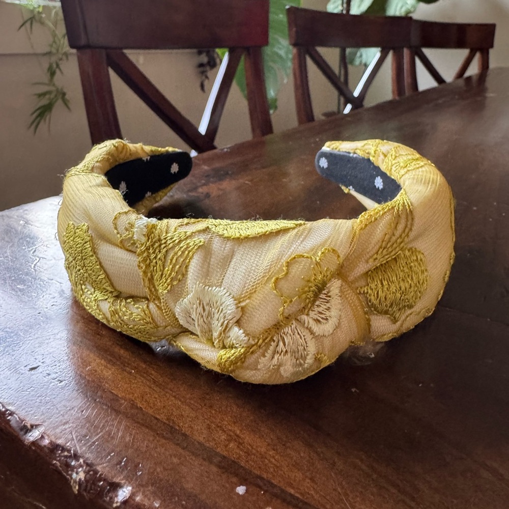 Lele Sadoughi - Yellow Brocade Knotted Headband